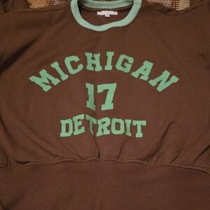 iris Brown Sweatshirt with Mint Green Trim